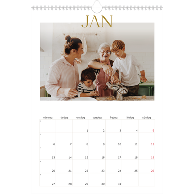 A3 Årskalender — Stort teckensnitt i guld [Januari]