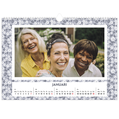 Fotokalender A3 Enkel — Blomstermönster [Januari]
