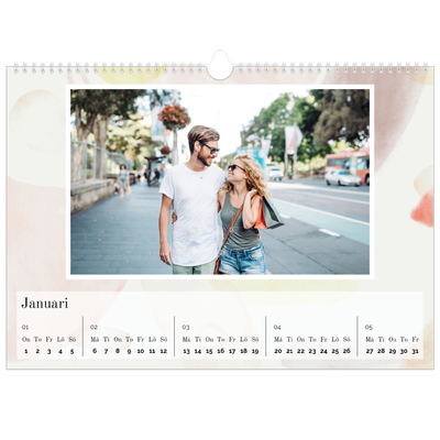 Fotokalender A3 Enkel — Akvarell former [Januari]