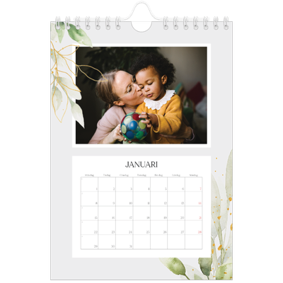 Fotokalender A5 Enkel — Blomster akvarell [Januari]