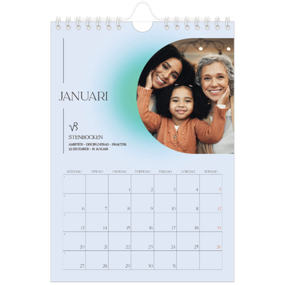 Fotokalender A5 Enkel — Stjärnteckens färger [Januari]