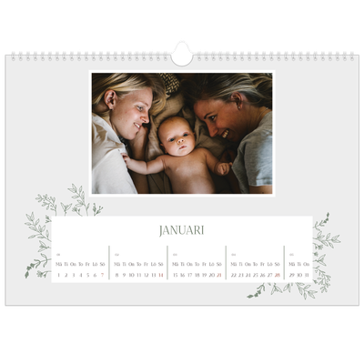 Fotokalender A3 Enkel — Handritade blommor [Januari]