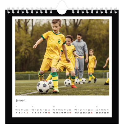 Årskalender kvadratisk — Svart bakgrund [Januari]
