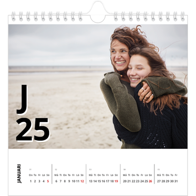 Årskalender kvadratisk — Bokstäver och tal [Januari]