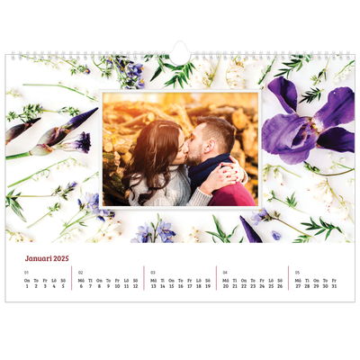 Fotokalender A3 Enkel — Blomma bakgrund [Januari]