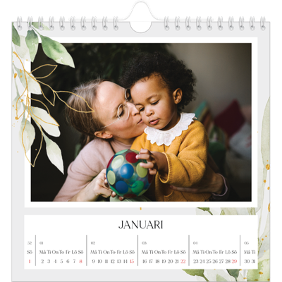 Årskalender kvadratisk — Blomster akvarell [Januari]