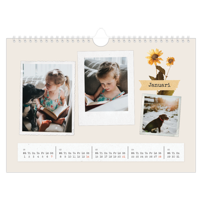 Fotokalender A4 Enkel — Retro scrapbooking [Januari]