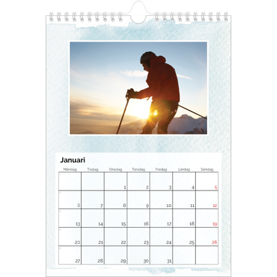 Fotokalender A4 Enkel (20 x 30 cm) — Akvareller i bakgrunden [Januari]