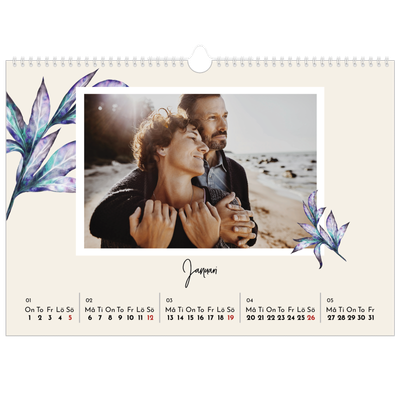 Fotokalender A3 Enkel — Målade blommor [Januari]