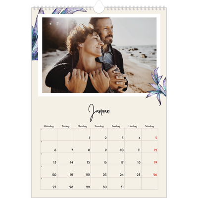 A3 Årskalender — Målade blommor [Januari]