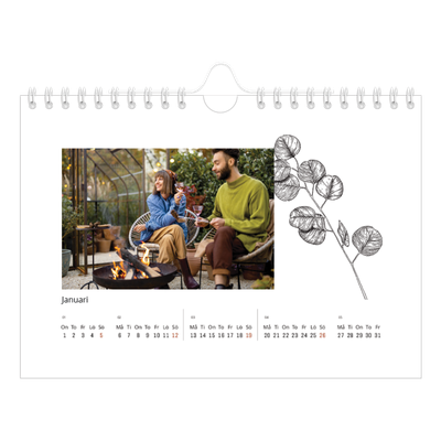 Fotokalender A5 Enkel — Blommateckningar [Januari]