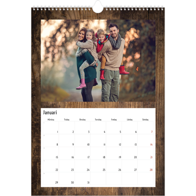 A3 Årskalender — Paneler i trä [Januari]